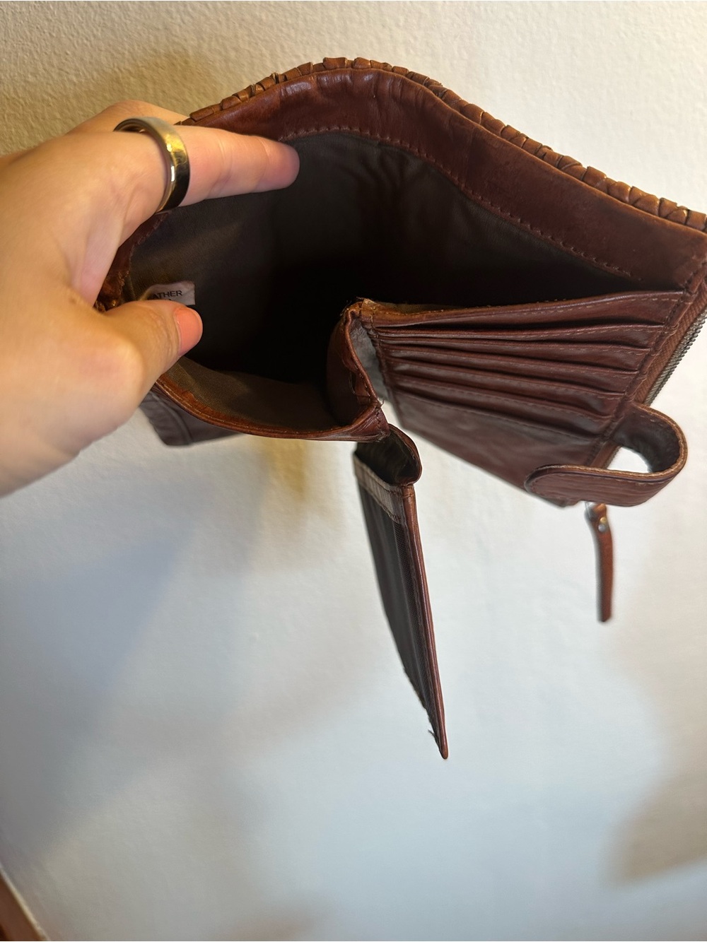 Brown Woven Leather Crossbody Bag With Wallet - Picture 9 of 9
